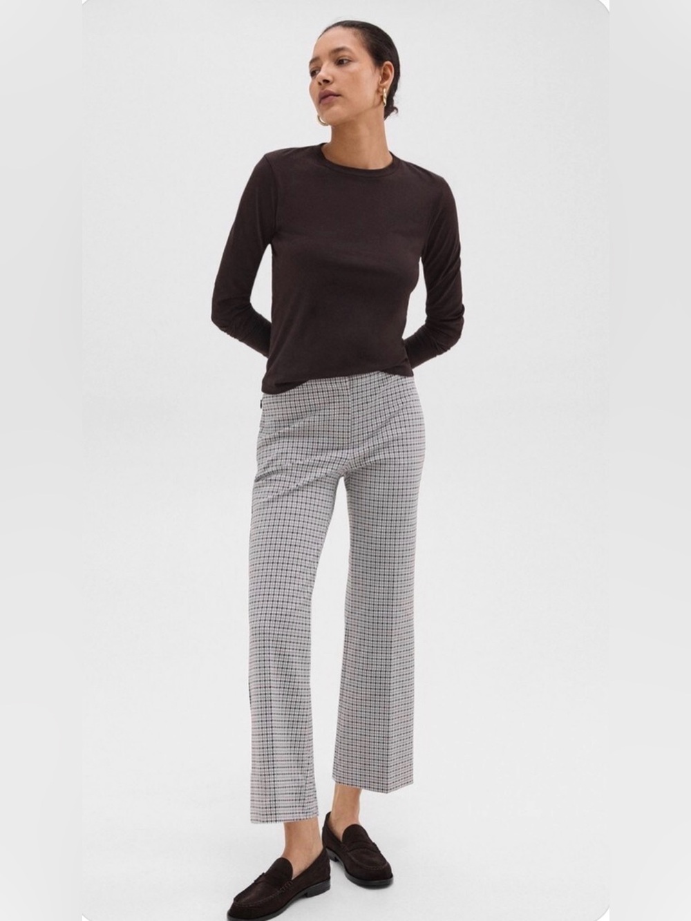 Theory Stretch Houndstooth Knit Kick Flare Crop Pants Size 4